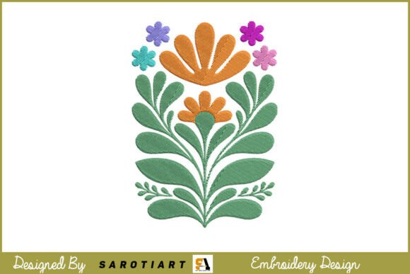 Boho Flower with Retro Embroidery Design