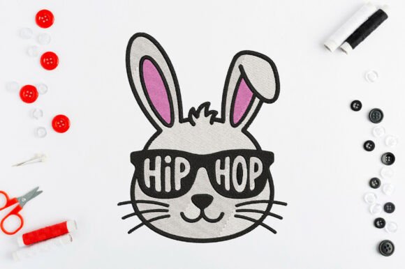 Easter Hip Hop Bunny Embroidery Design