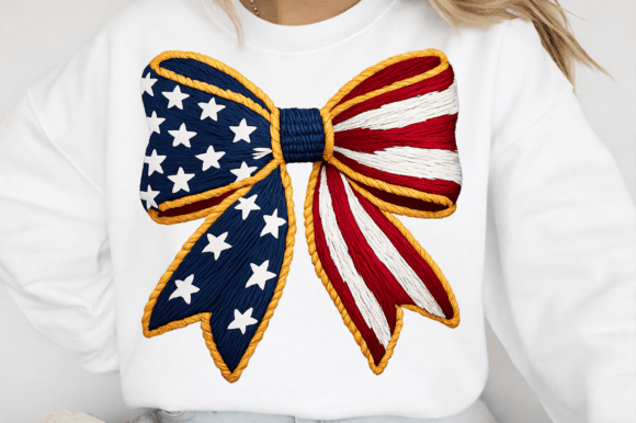 Faux Embroidery Patriotic Bow Png Review