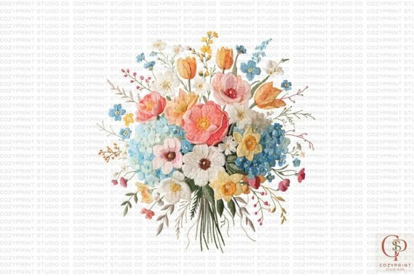 Faux Embroidery Spring Flower PNG Review for Seasonal Sellers