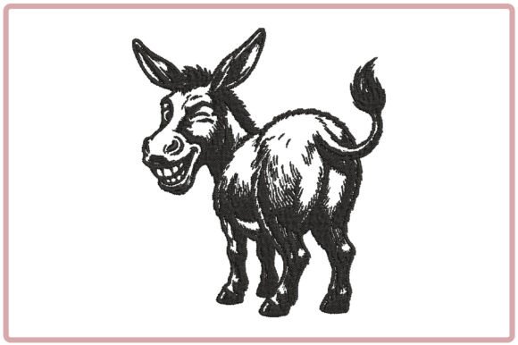 Funny Donkey Back View Embroidery Design
