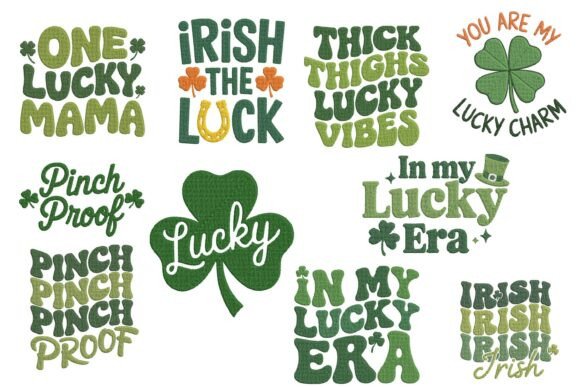 Lucky Irish Quote Embroidery Bundle Set