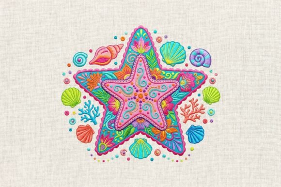 Summer Starfish Embroidery PNG Review for Small Business Merchandise